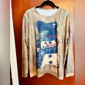 SHEIN Festive Snowman Graphic Sweatshirt - Brown